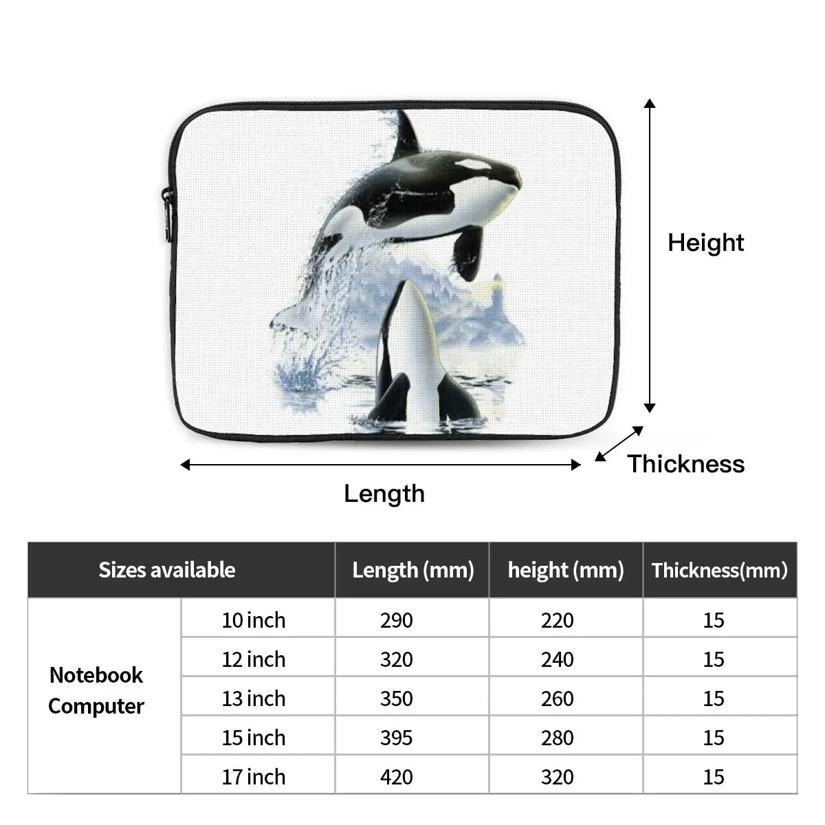 Orca Killer Whale Flies Or Jumps  Laptop Bag Case Pouch 10 12 13 15 17 Inch For Macbook Air Pro Tablet Shockproof Case Bag