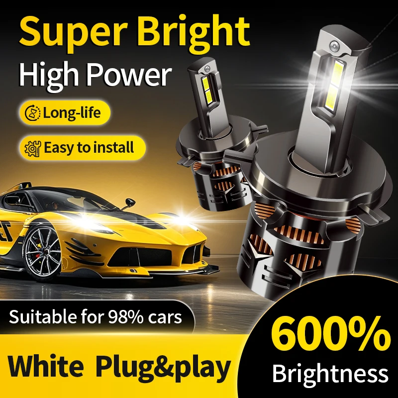 

2PCS H4 LED Headlight Assembly HB2 High Low Beam Bulbs Auto Driving Running Lamps 30000LM DC12V White For Toyota RAV4 Prius