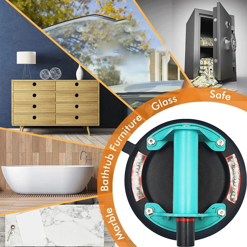 2025 New industrial suction cup with 200KG load capacity, 8-inch rubber bottom and plastic handle for handling large glass