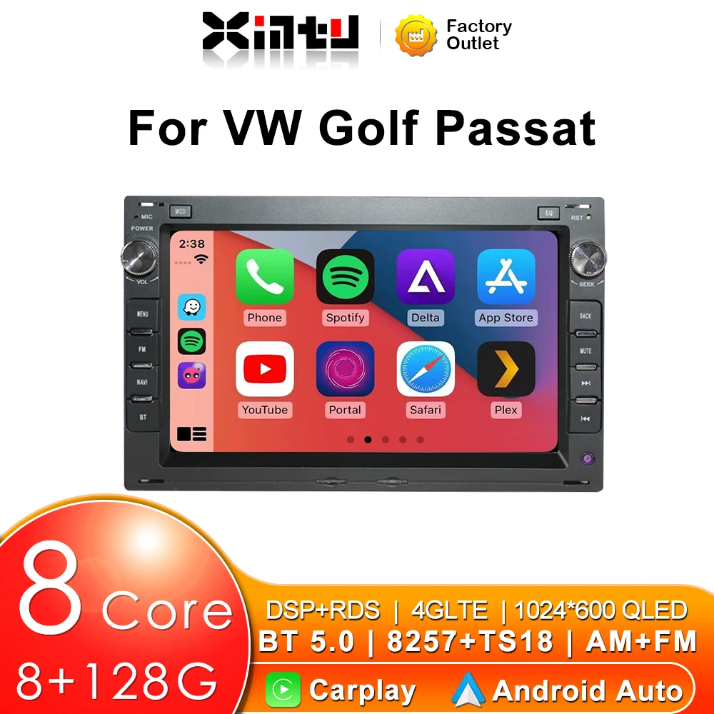 Xintu For VW Passat B5 MK4 MK5 Golf 4 Polo Bora Jetta T5 Navigation GPS WIFI Bluetooth Radio RDS BT 2Din Carplay Android 12 DSP