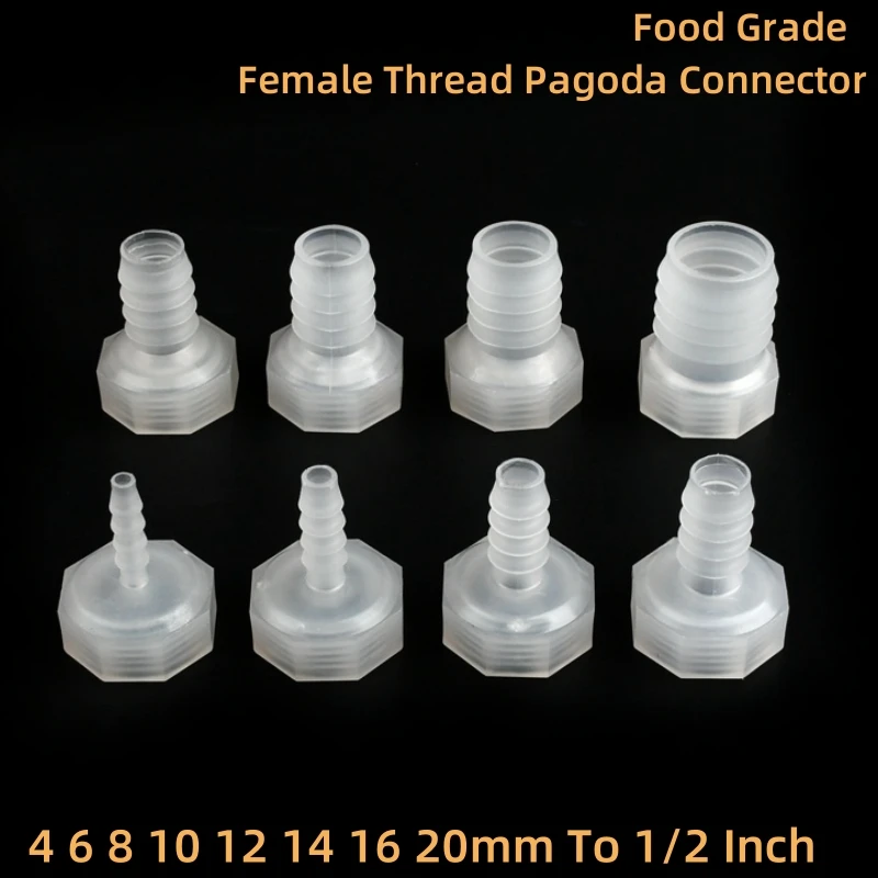 3~100PCS 4 6 8 10 12 14 16 20mm To 1/2 Inch Food Grade Female Thread Pagoda Connector Aquarium Tank Adapter Air Pump Hose Joints