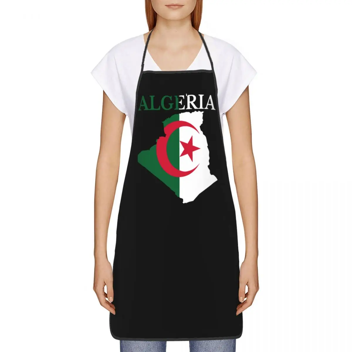 Algeria Flag Map Apron for Women Men Waterproof Kitchen Bib Algerian Heart Painting Pinafore