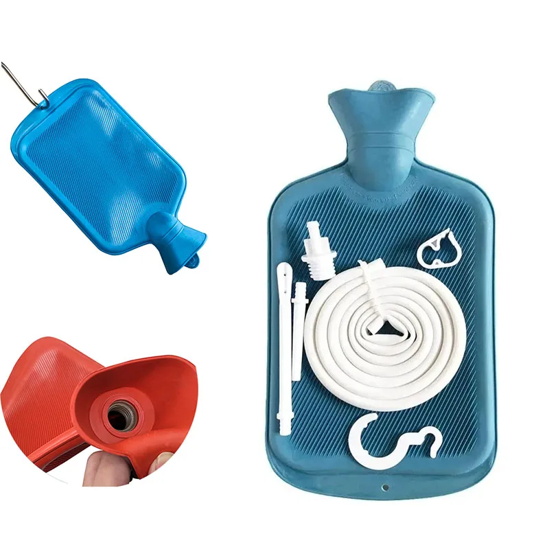 2L Bidet Kit Travel Colon Cleanse Enema Bag with Tubing Hot Water Bottle Shower Douche