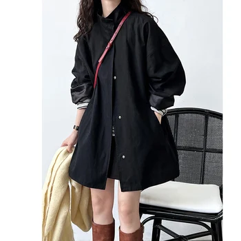 LANMREM Temperament Short Trench For Women Lapel Single Breasted Solid Color Pockets Design Coat 2026 Spring Autumn New 2Z2225 4 LANMREM Temperament Short Trench For Women Lapel Single Breasted Solid Color Pockets Design Coat 2026 Spring Autumn New 2Z2225 4