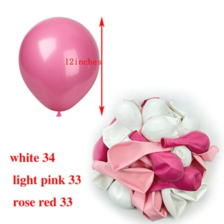 White light pink rose red Balloons100 Pack 12 Inch Latex Balloons