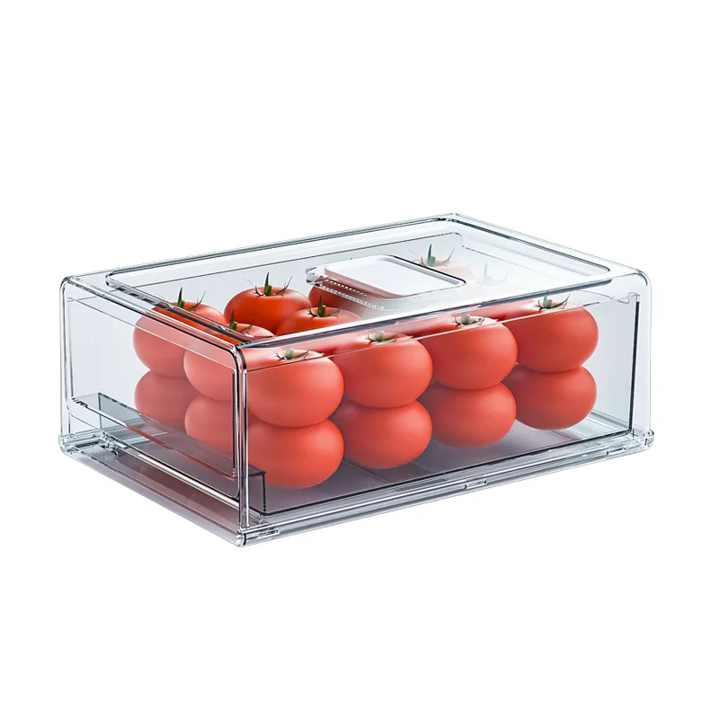 Drawer Type Refrigerator Storage Box Stackable Refrigerator Organizer Kitchen Sideboard Fruit and Vegetable Preservation Storage