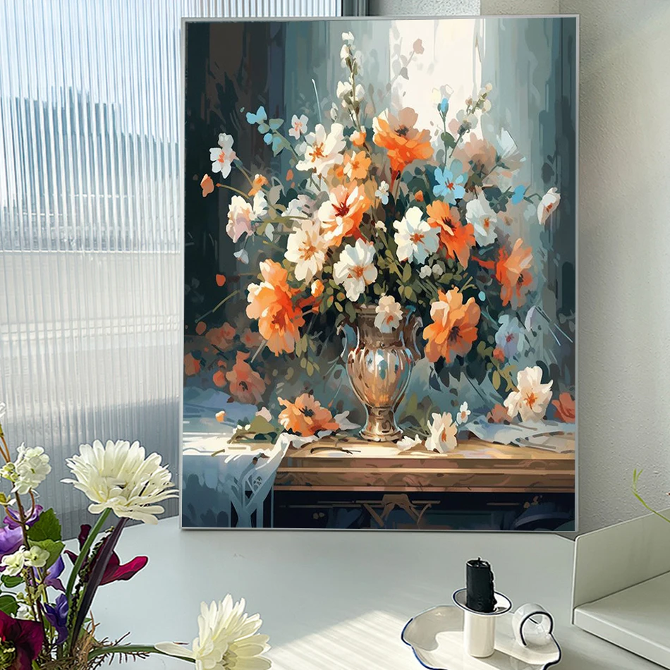 

SDOYUNO Painting Paints By Numbers Markers By Numbers Flower decoration Framed Wall Art Modern Diy Set Living Room Decoration