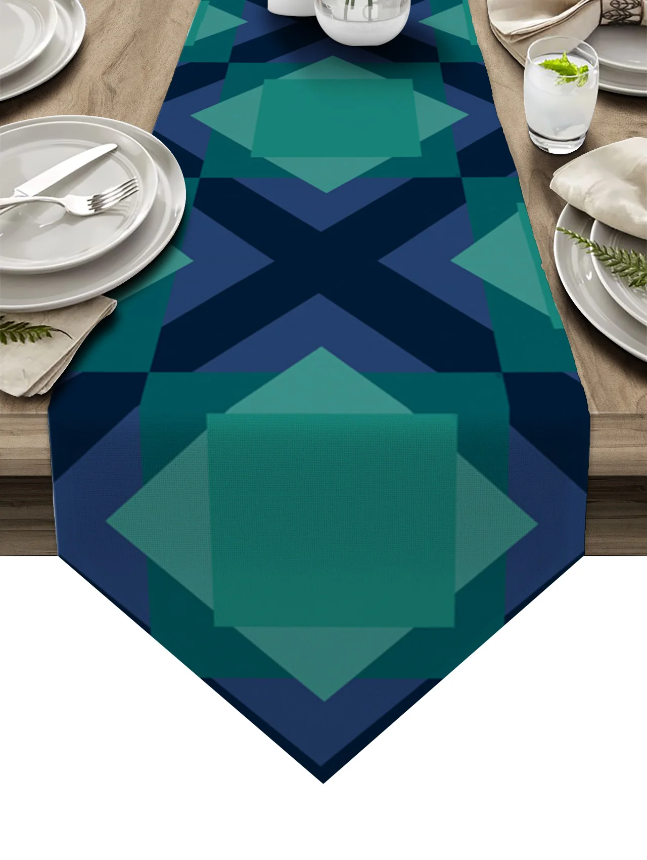 

Square Color Block Triangle Overlay Table Runner Home Kitchen Wedding Party Dining Table Decoration Tablecloths Placemats