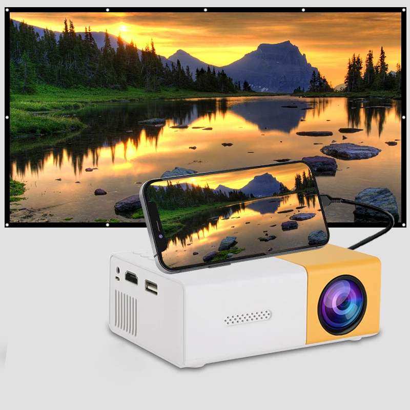 New Ultra High Definition Projector for Home Bedroom, Smart Home Cinema, Wall Projector with Mobile Phone Connection, Mini Porta