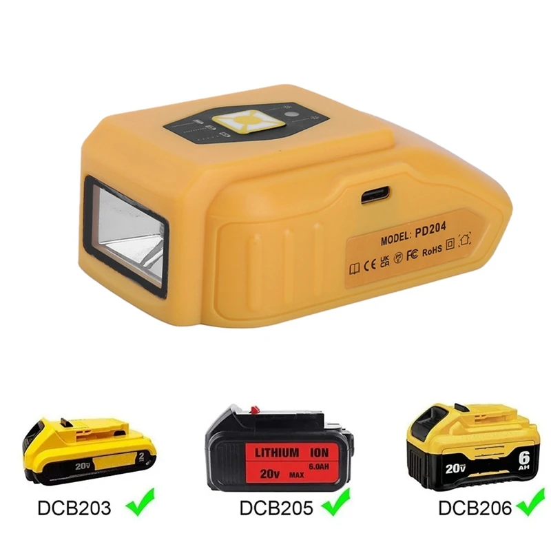 Power Source Converter For Dewalt 20V Battery Adapter With USB DC 12V LED Work Light Li-Ion Battery Adapter