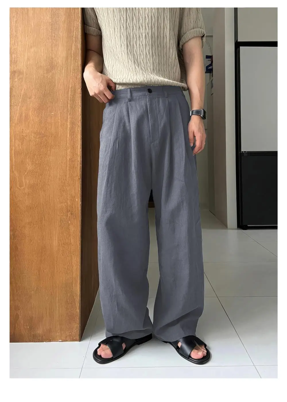 mens black linen dress pants PALERMO in made from the highest quality linen and sustainably sourced from Europe SUITSUPPLY Black Wide Leg Straight