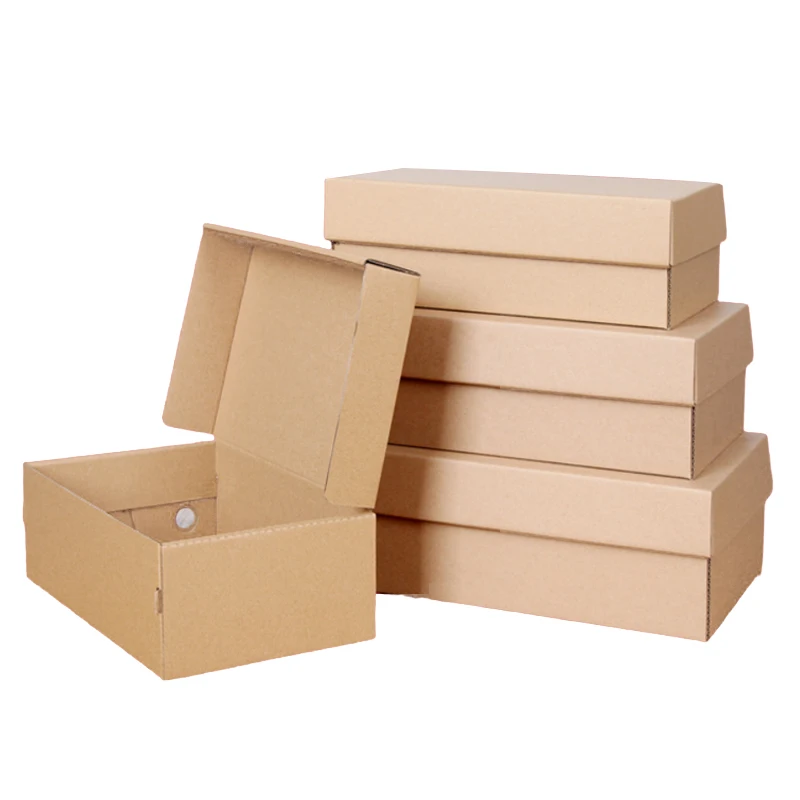 5Pack Brown Multi-size Kraft Paper Shoes Boxes Handmade Package Big size Gift Box Wigs Blank 3-layer Easy Fold Corrugated Box