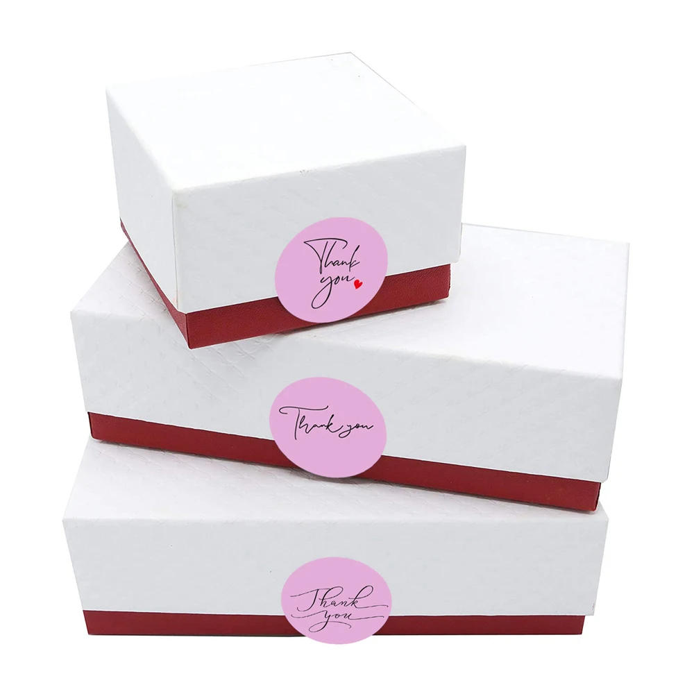 100-500pcs Round Thank You Stickers Envelope Seal Labels Gift Packaging Decor Pink Label Scrapbooking Stationery Sticker