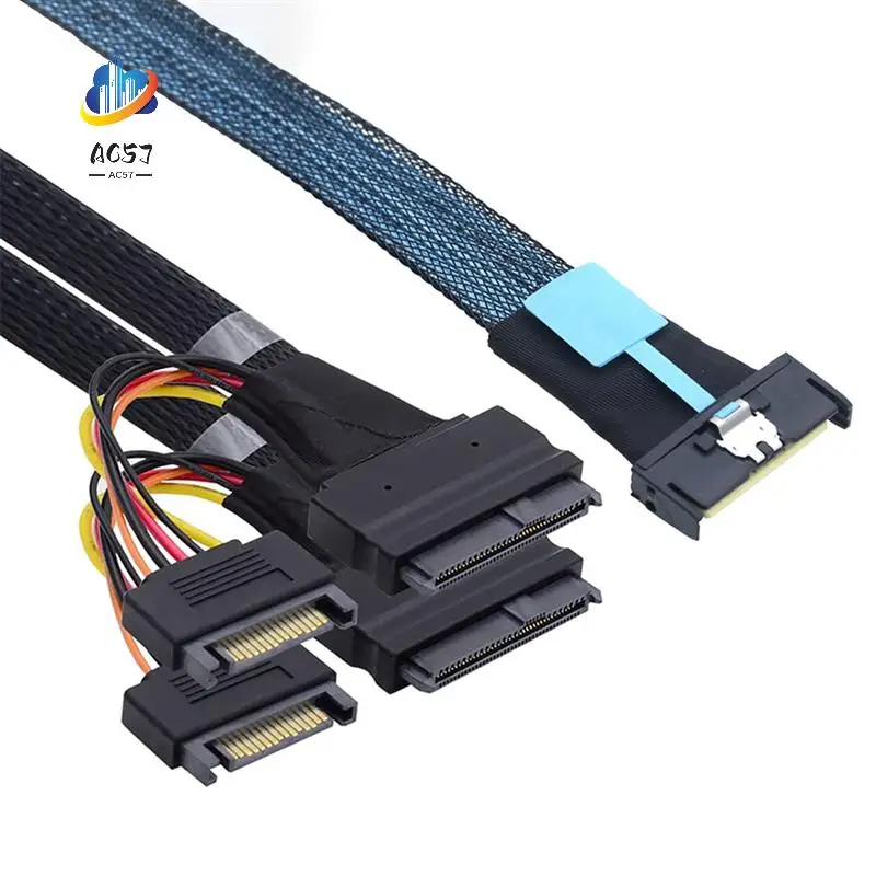 

AC57-Slimline SAS MCIO 8I 74P к двойному SFF 8639 с кабелем питания SATA 15P для кабеля адаптера сервера