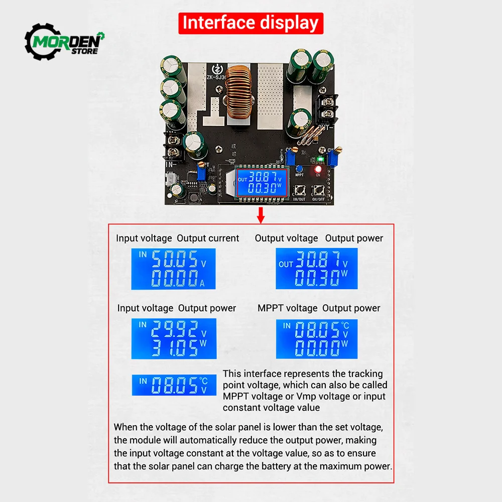 ZK-SJ20 700W Buck Converter CC CV Module DC 7-80V to 1.4-79V 20A Voltage Regulator Voltmeter Step-Down Board Power Supply