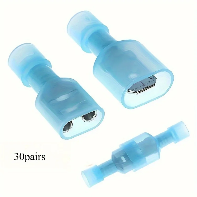 60pcs/30sets Male/Female Quick Disconnect Shovel Type Wire Crimp Terminal Connector Fully Insulated