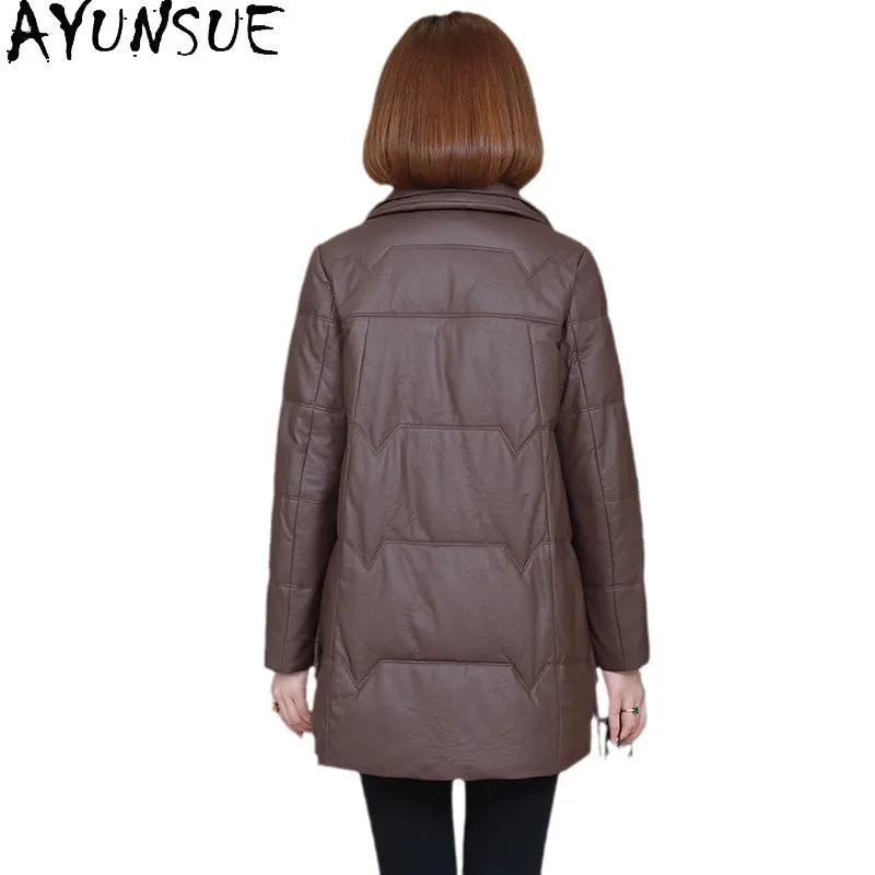 AYUNSUE chaqueta de piel de oveja auténtica para mujer, abrigo largo de estilo largo, ropa de invierno para mujer, novedad en prendas de vestir exteriores, Casaco Feminino