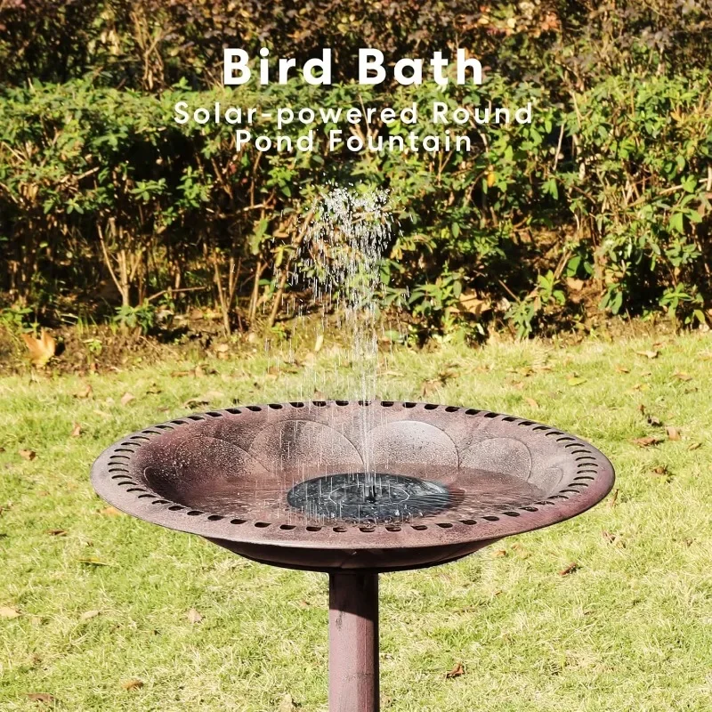 Polyresin Antique Outdoor Bronze Garden Bird Bath and Solar Powered Round Pond Fountain Combo Set