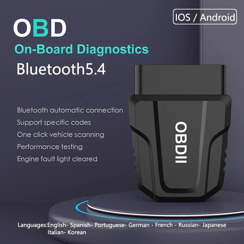 

Car OBD2 Scanner Auto Code Reader Diagnostic Check Engine Light Scan Tool BT5.4 Adapter OBDII Tools for IOS Android OBD Reader