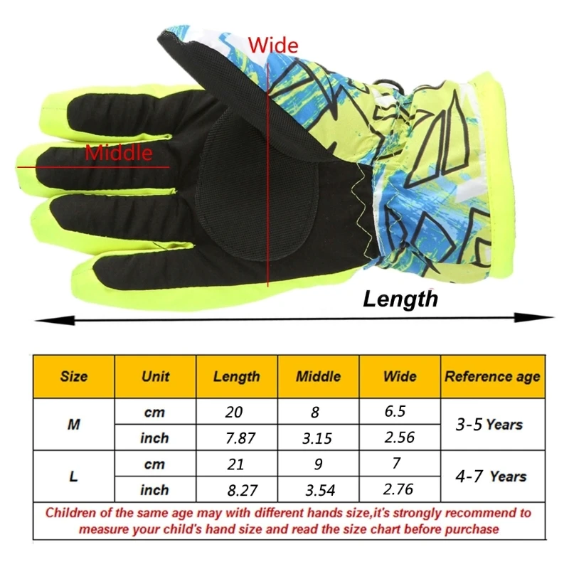 Adjustable Thermal Winter Thicken Baby Gloves Fleece Lining Waterproof Children Ski Gloves for 3-7Y Kids Outdoor Sports Mittens