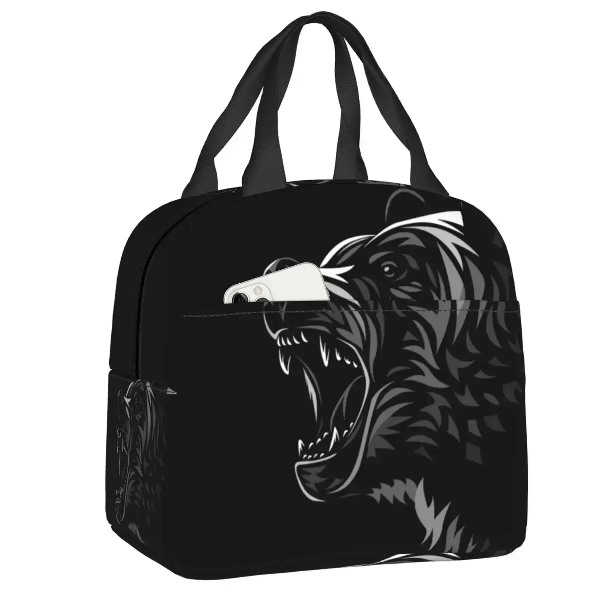 Tribal Bear Insulated Lunch Bag for Women Men Leakproof Thermal Cooler Lunch Box Beach Camping Travel Picnic Food Tote Bags