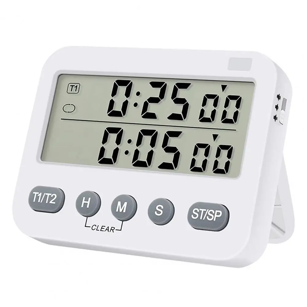 Dual Digital Timer Convenient Battery Powered Timer Memory Function Time Management Tool for Home Kitchen Alarm Clock