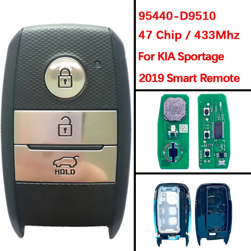 

CN051088 Послепродажный 3-кнопочный смарт-брелок 47 чипов 434 МГц 95440-D9510 FOB-4F08 Пульт дистанционного управления без ключа для KIA Sportage 2019