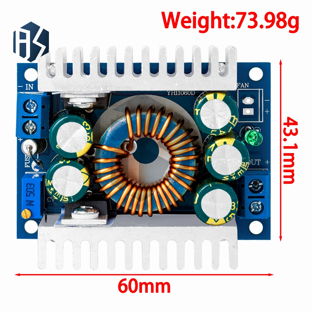 Module convertisseur Buck DC-DC 12A – Régulateur de tension abaisseur réglable (entrée 5-40 V) avec faible ondulation à 95% d'efficacité