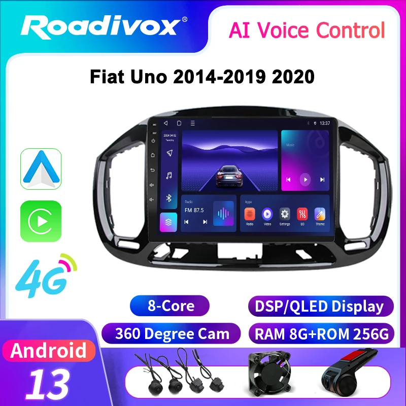 

Автомобильное радио Roadivox Android для Fiat Uno 2014 2019 2020, GPS-навигация, видео, мультимедийный плеер, магнитофон, carplay