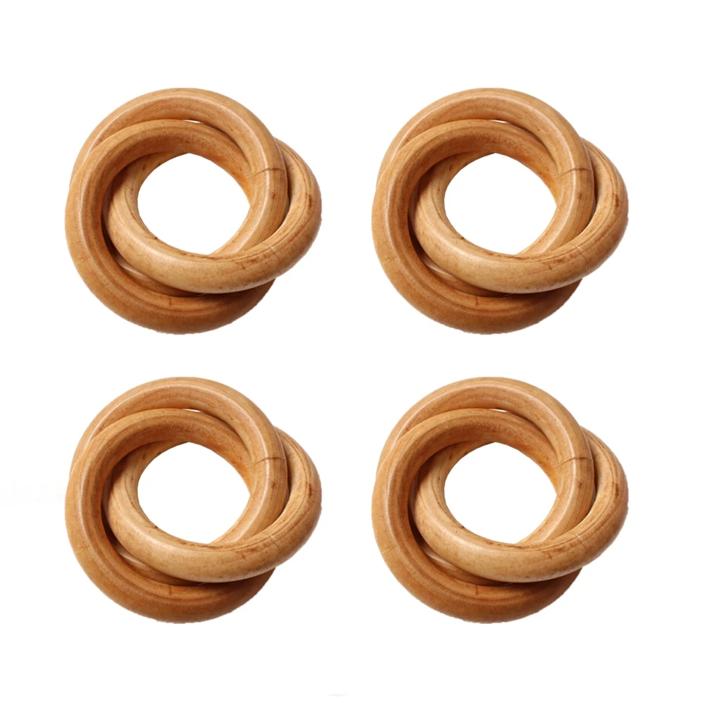 4Pcs Wood Napkin Rings, Wood Circles for Macrame Napkin Buckles, Napkin Ring Holders for Farmhouse, Wedding, Table Decor