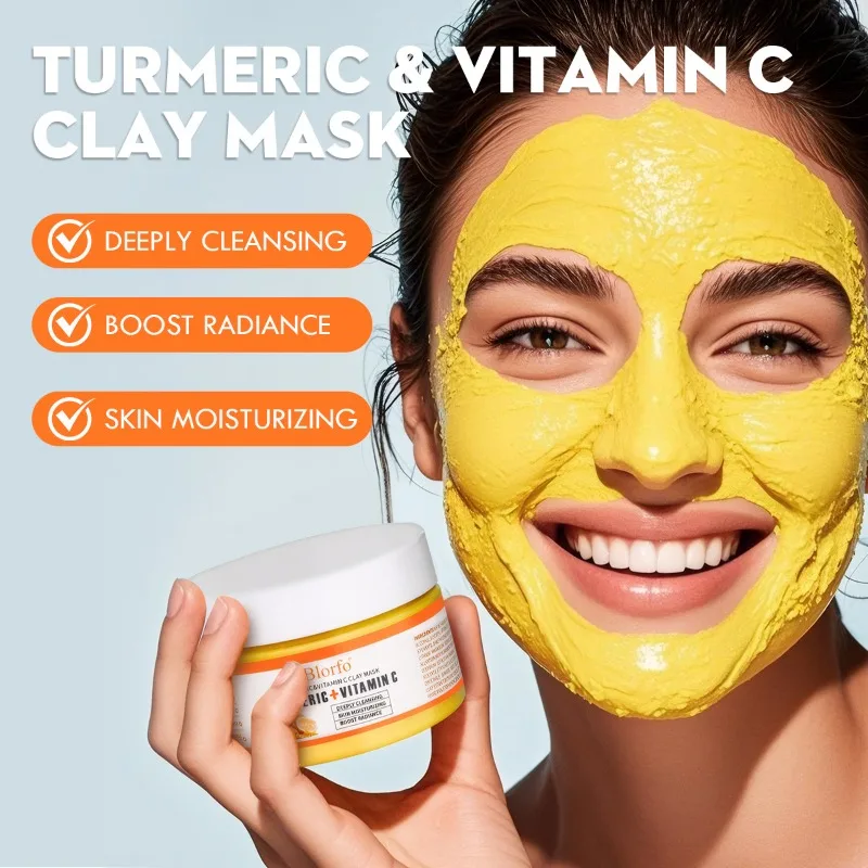 

Turmeric Vitamin C Mud Mask Deep Cleansing Brightening Remove Face Yellow Black Moisturizing Mud Mask 120g