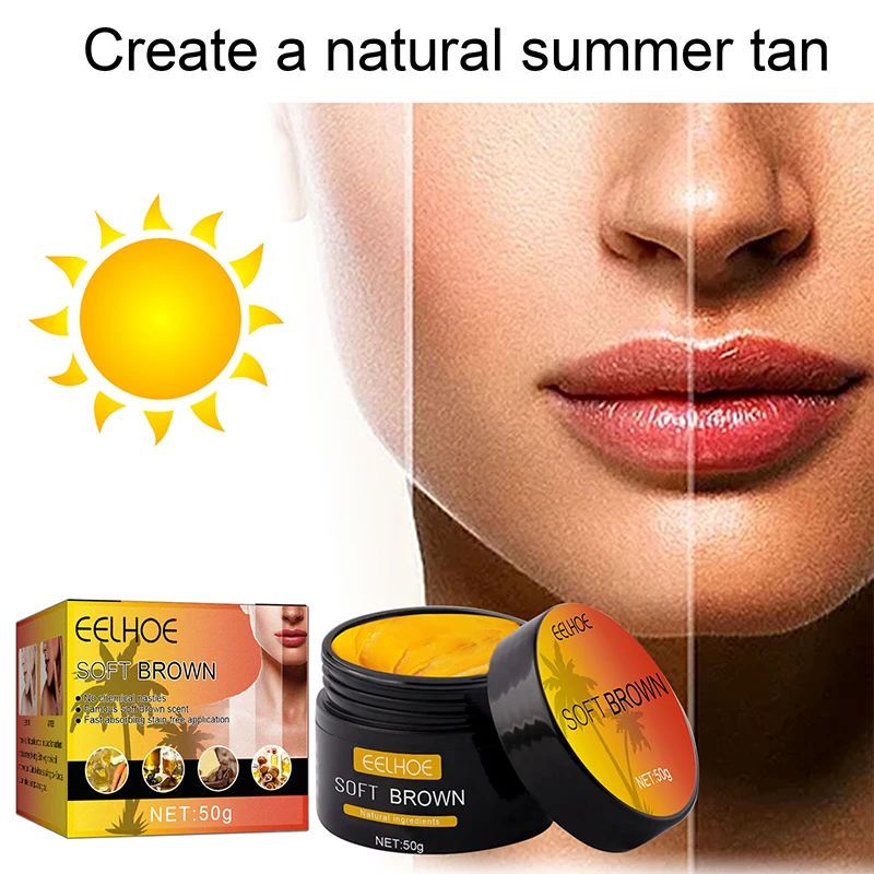 Eelhoe Body Tanning Cream 50&100ml Summer Beach Bronzer Tanning Cream Solarium Self Tanning Quickly Atural Self-tanning Lotion