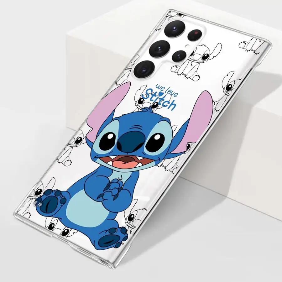 Shockproof Case for Samsung Galaxy S24 S23 Ultra S20 S21 FE S22 Plus Clear Silicone Shell Phone Cover Disney Cute Stitch Funda