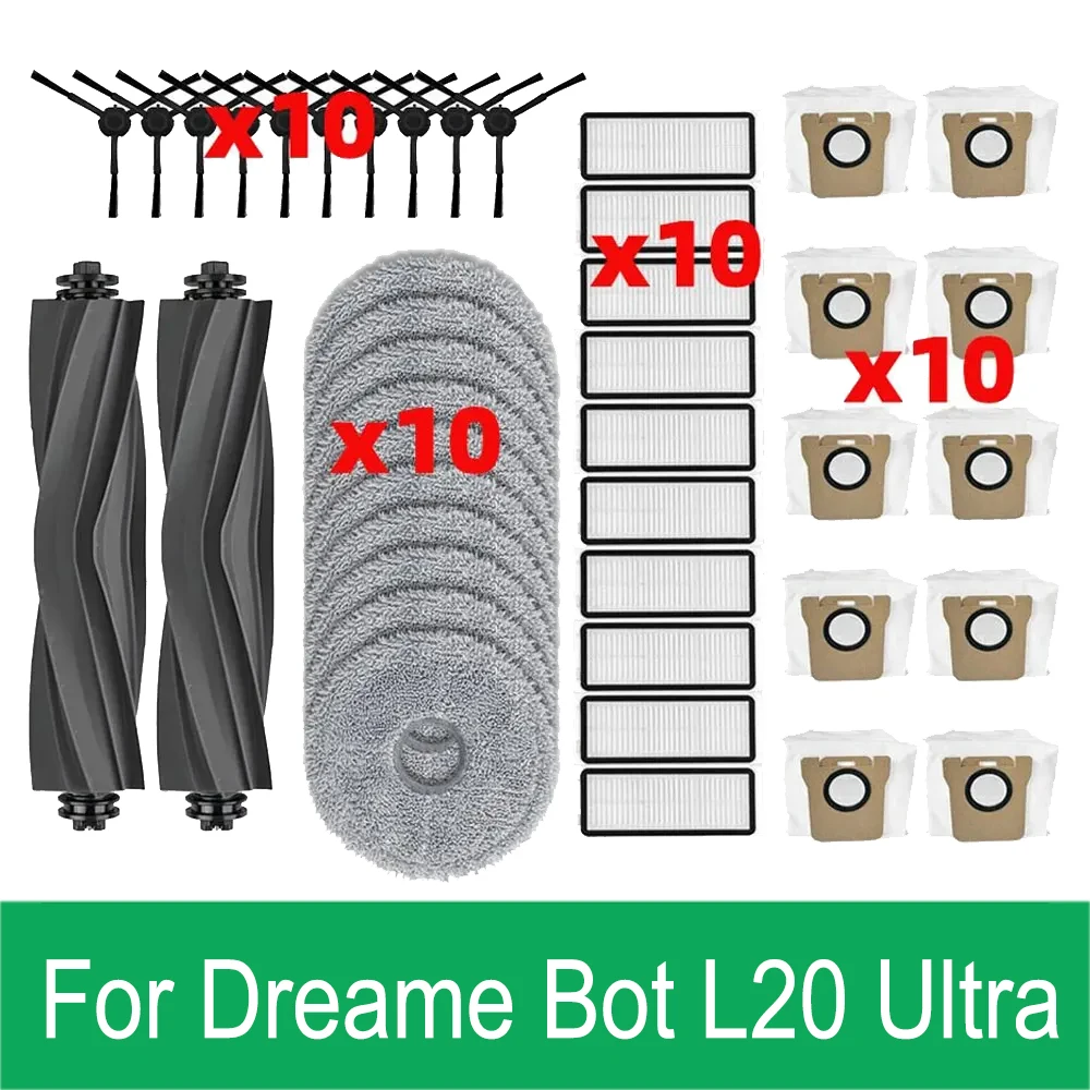 For Dreame Bot L20 Ultra /L30 Ultra /X20 Pro Supplies Parts Robot Vacuum Cleaner Main Side Brush Filter Mop Dust Bag