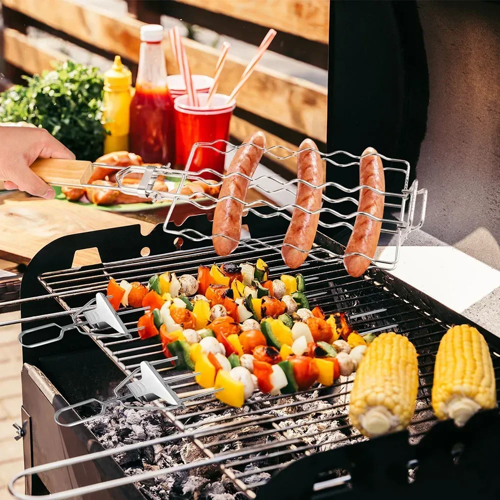 Stainless Steel Removable Folding Grill Net Clip BBQ Tools Stainless Steel Hot Dog Grill KitchenDining  Bar