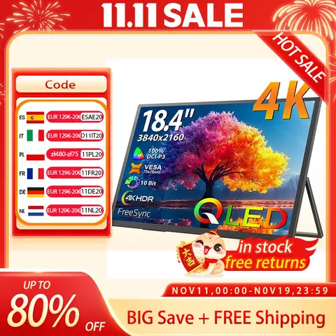 UPERFECT 18.4 inch 4K QLED Portable Monitor Gaming Computer Display Ultra-Slim Extend Screen For PS5/4 Switch Laptop PC Mac Xbox