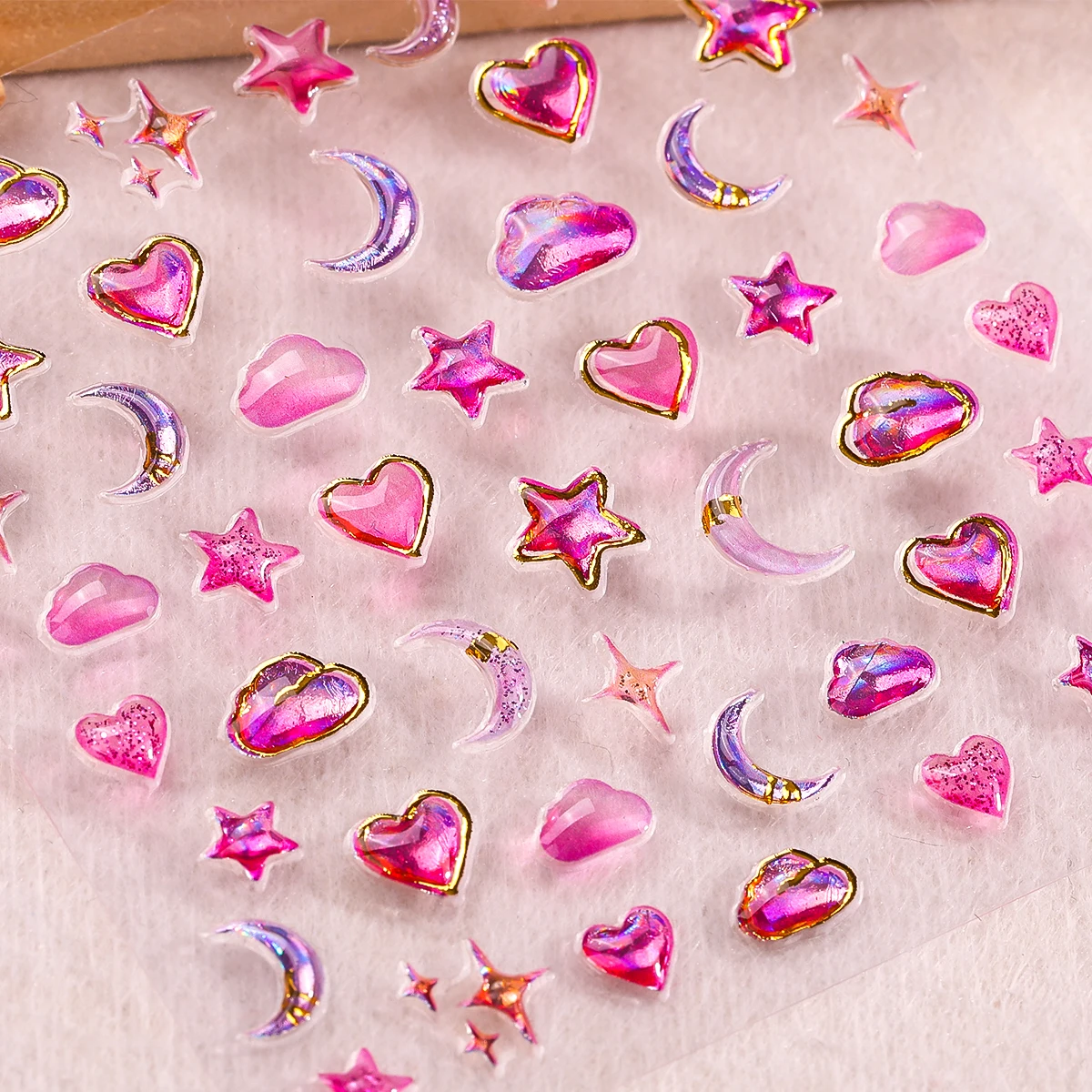 

5D Aurora Jelly Nail Art Stickers Embossed Star Moon Cloud Heart Self Adhesive Nail Stickers DIY Manicure Decorations Decals