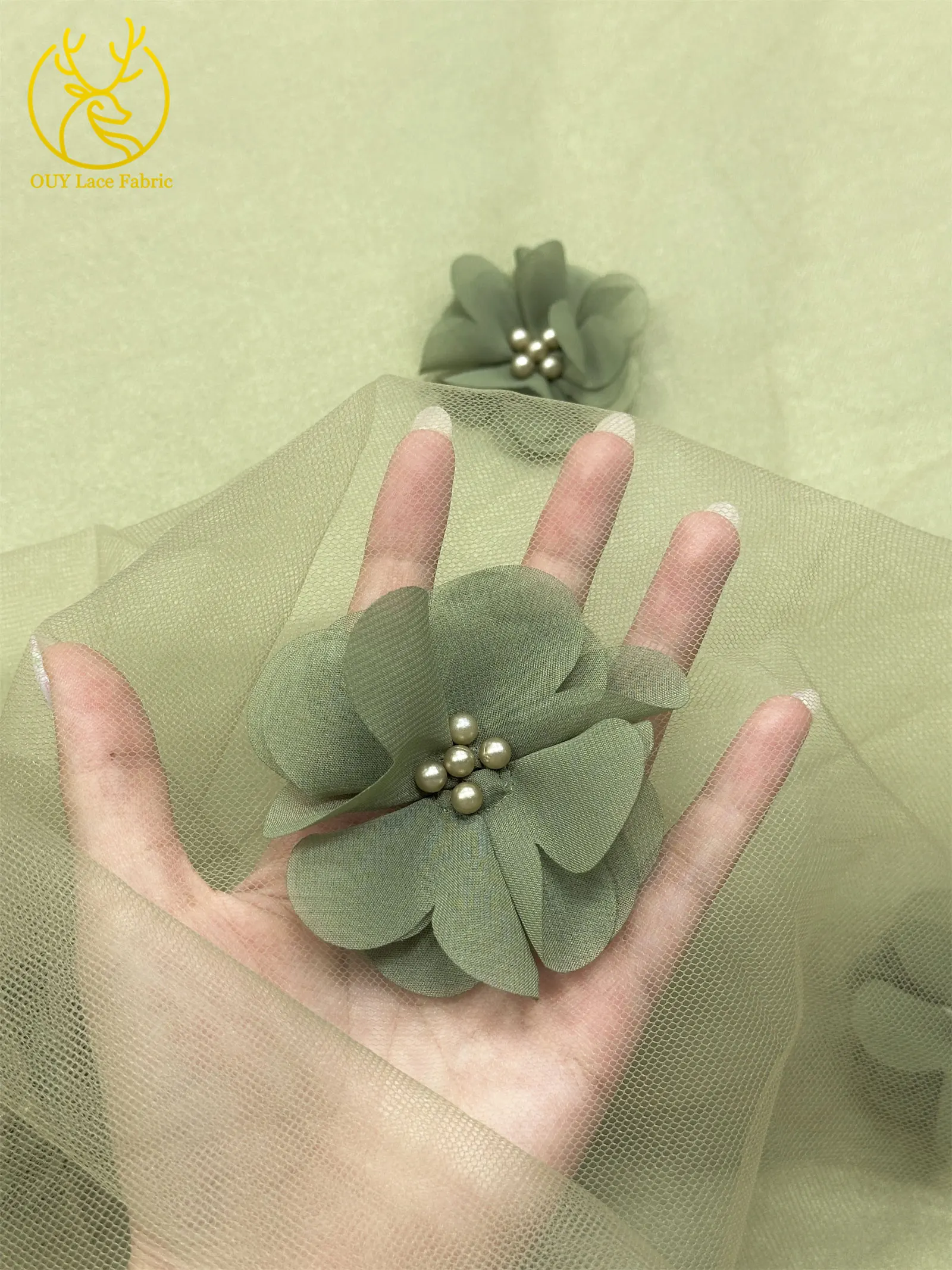 Lila 3D Applikation Tüll Perlen Spitzenstoff Hochwertige 3D Blumen Tüll Netz Stickerei Spitze Nigerianischer Hochzeits-Spitzenstoff – Detail 11