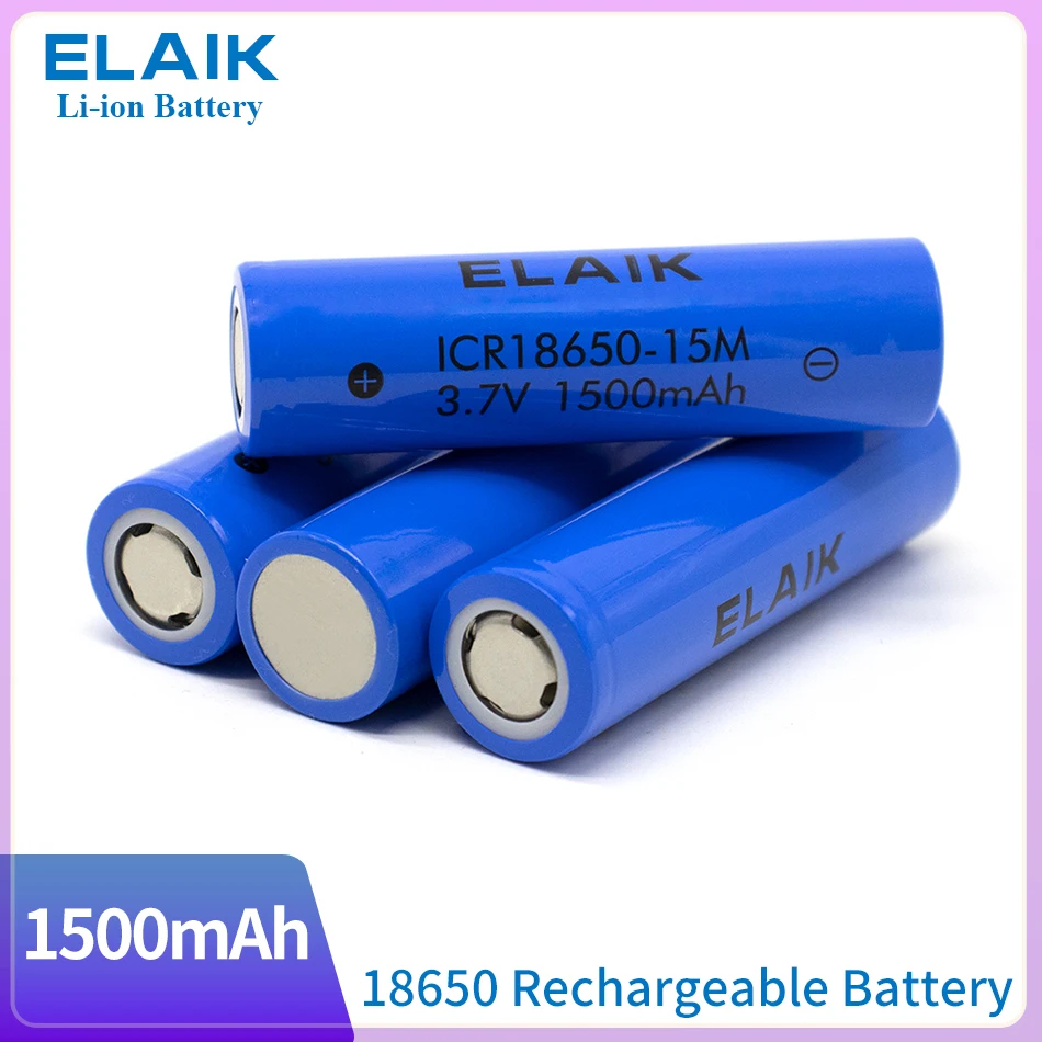 ELAIK 1-10PCS 3.7V4.2VICR18650 15M 1500MAH capacity lithium battery Small fan shift battery source small light battery