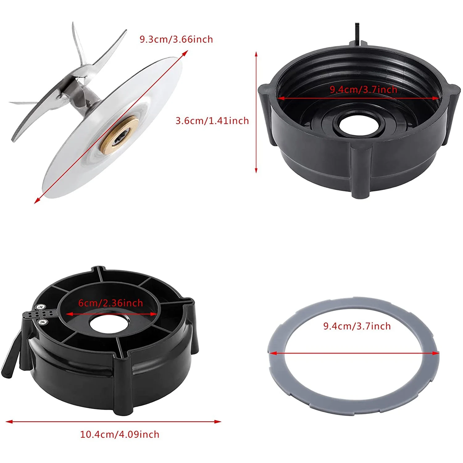 Blender Cutter Blade Replacement Parts for Pro 1200 Blender with Jar Base Bottom Cap and Rubber O Ring Gasket