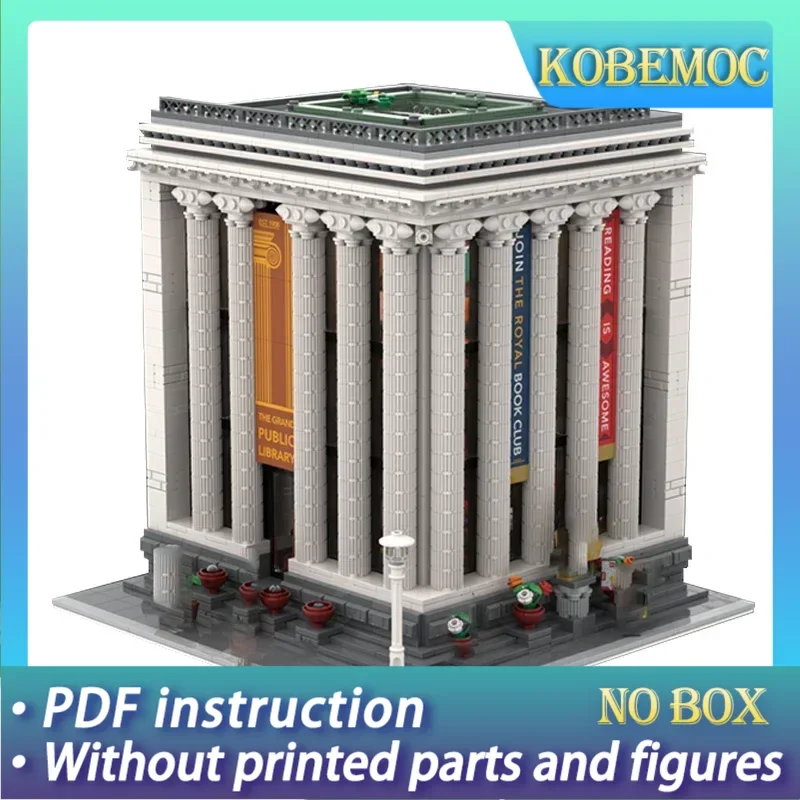 

Строительные блоки Moc, модульный вид на улицу, общественная библиотека, технические кирпичи, сделай сам, сборка, строительные игрушки для детей, праздничные подарки