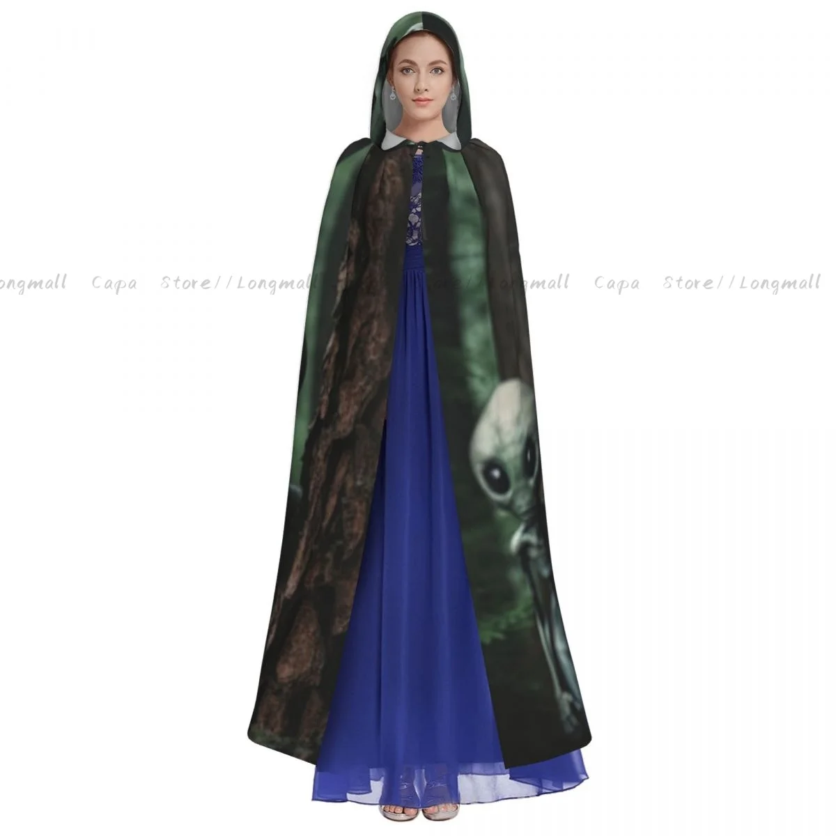 Adult Vampire Cape Hooded Robe Aliens In The Forest Halloween Cloak Full Length Cosplay