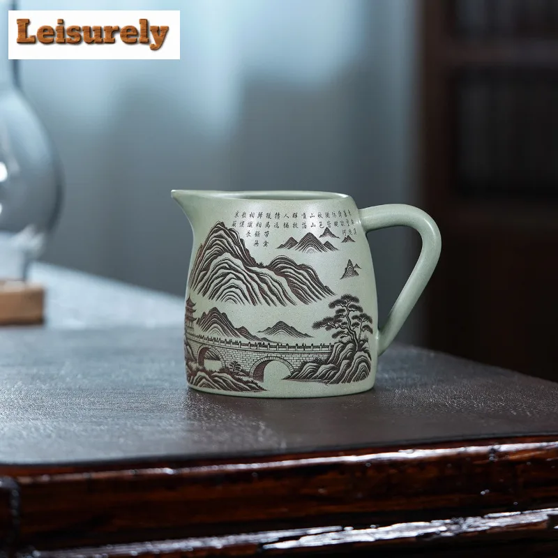 

270ml Yixing Zisha Blue And White Tea Pitcher Divide Tea Cha Hai Dispenser Justice Cup Dahongpao Fair Mug Drinkware Supplies Cha