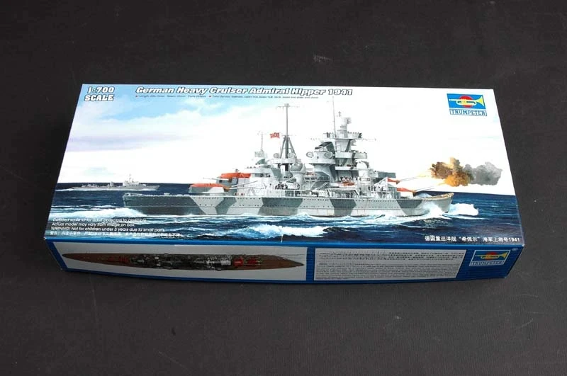 Kit de modelo de navio montado de plástico trompetista 05776 alemão cruzador almirante hipper 1941 escala 1/700