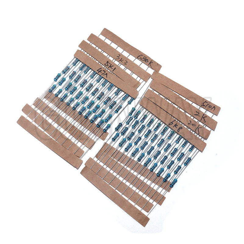 300PCS 10R-1M 옴 1/4W 1/2W 1W 저항 세트 1% 금속 필름 저항기 분류 키트 30종*10pcs=300PCS