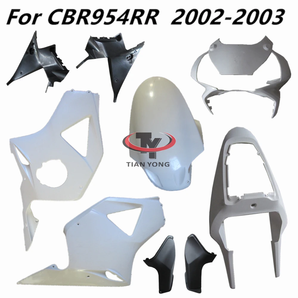 For CBR954RR 2002 2003 CBR 954 RR CBR954 Motorcycle Unpainted Bodywork Fairing Components ABS Injection Plastic parts