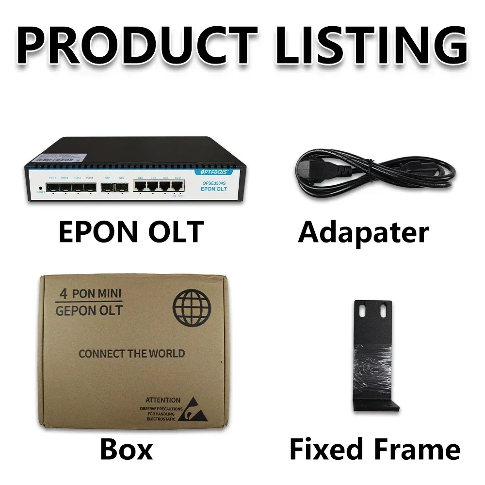 Optfocus Epon Olt 4pon Px20 + 7db 9db Sfp Epon Olt 1G Compatibel Met Alle Merken Van Onu 256 Gebruikers