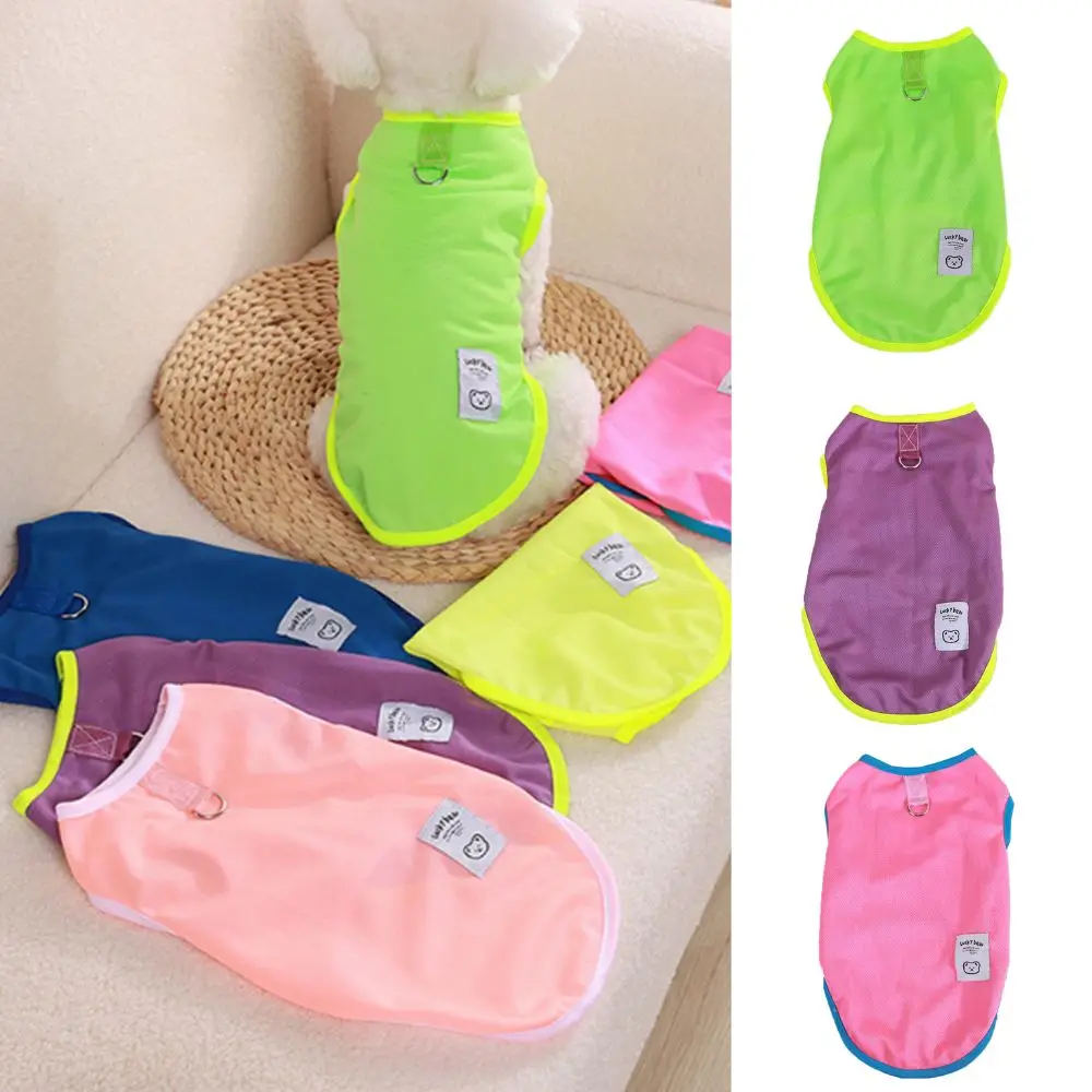 Summer Pet Clothes Pet Mesh Design Breathable Vest Fluorescent Color Puppy T-Shirts With Traction Buckle Outdoor Pet Dog Clothes