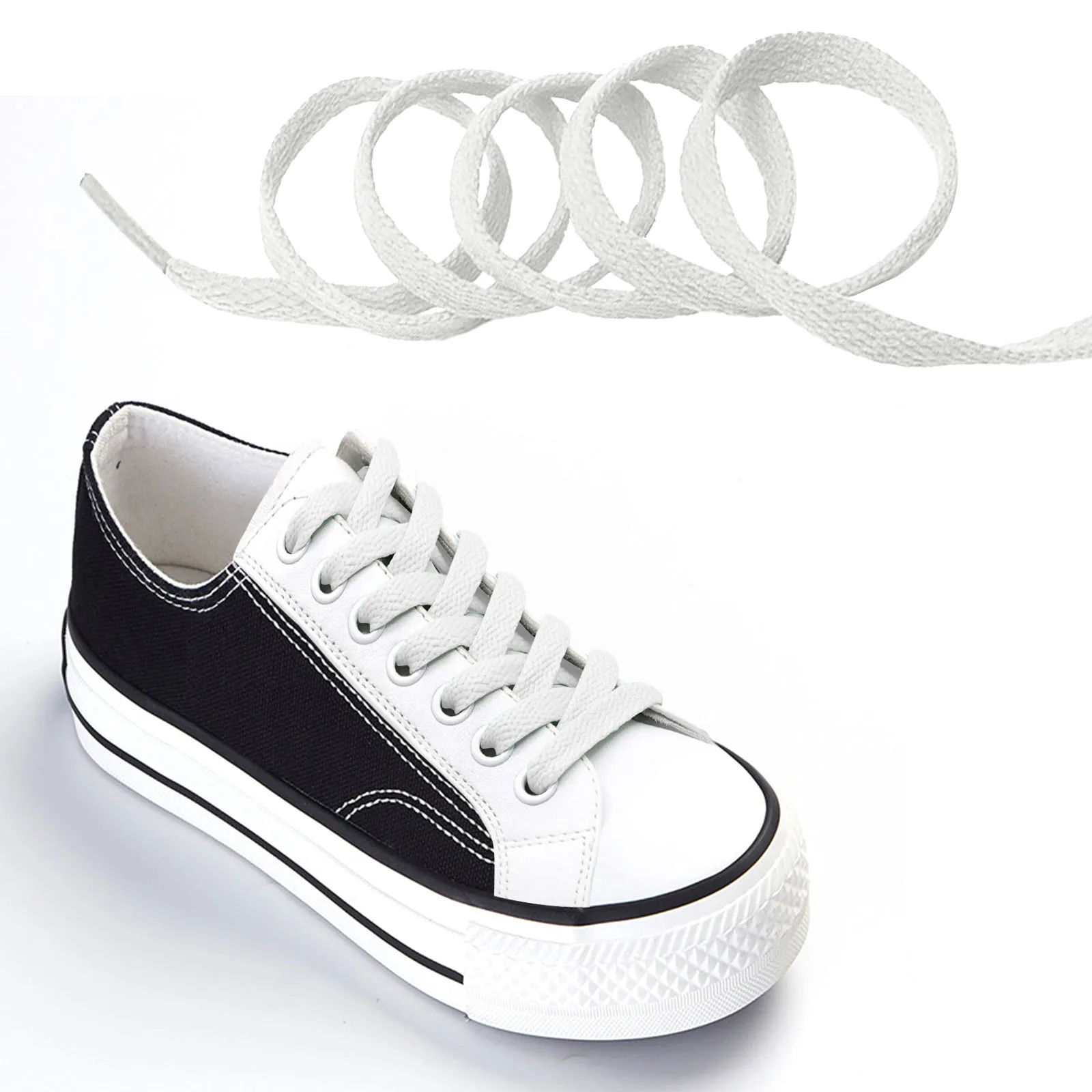 2pcs/ Pair Round Solid Polyester White Black Shoelaces For Flat Shoes Women Men Outdoor Hiking Running Sports Shoes Lace Strings