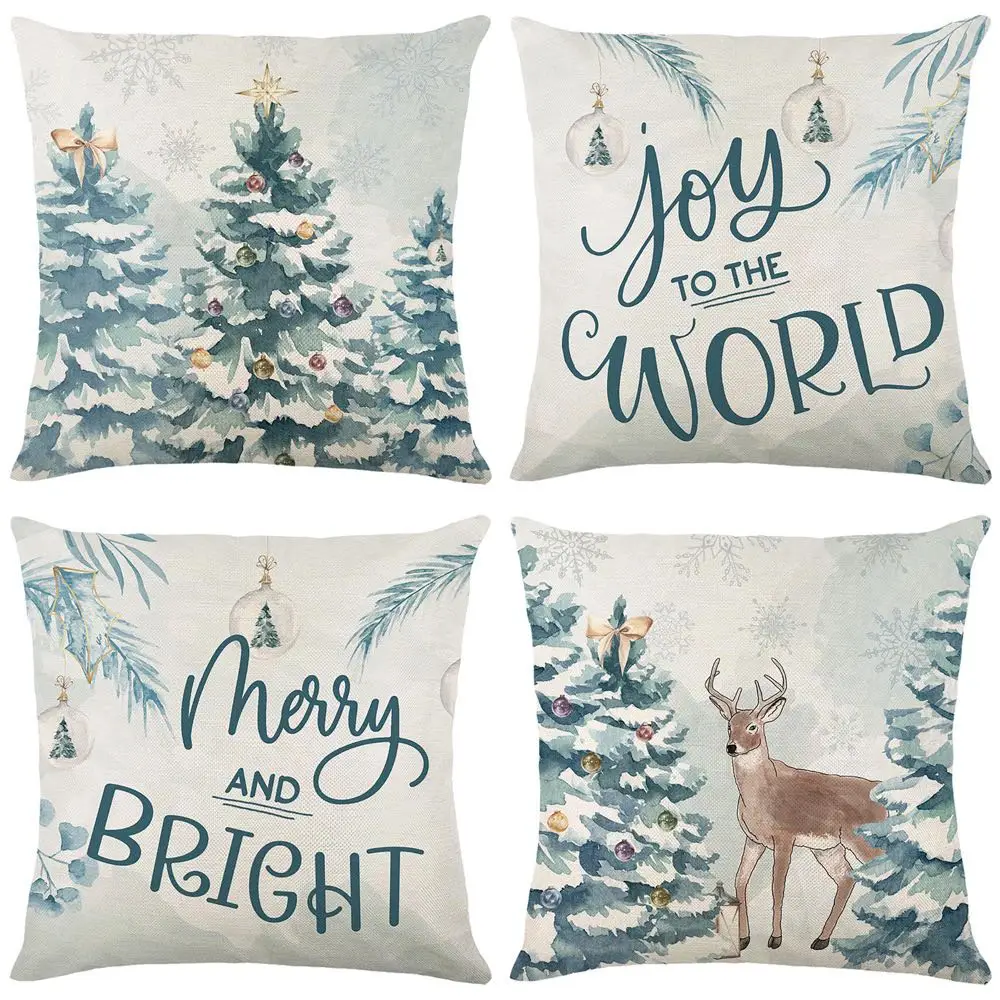 45cm Merry Christmas Cushion Cover Pillowcase 2024 Christmas Decorations for Home Ornament New Year Christmas Decor 2025 Noel